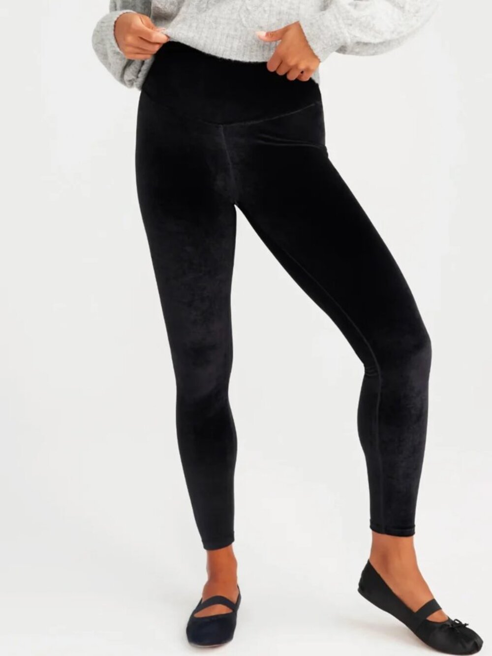 NWT YUMMIE FAUX SUEDE SHAPING LEGGING YT2-565 XL in BLACK - Picture 1 of 7